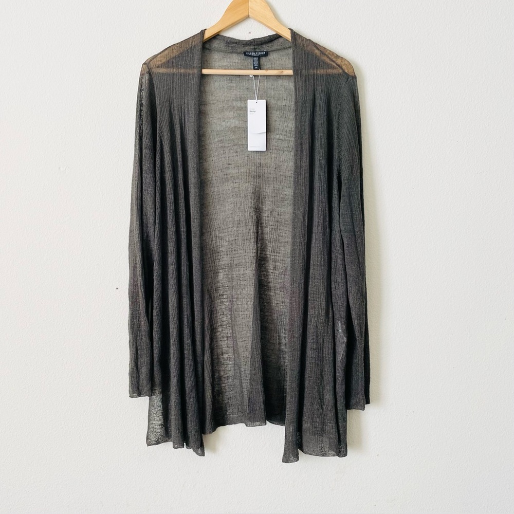 NWT Eileen Fisher 2X lightweight hemp cardigan in oregano green